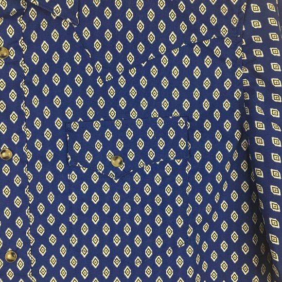 EUC Wrangler Retro Mens Diamond Short Sleeve Pearl Snap Shirt size Large - Picture 3 of 11